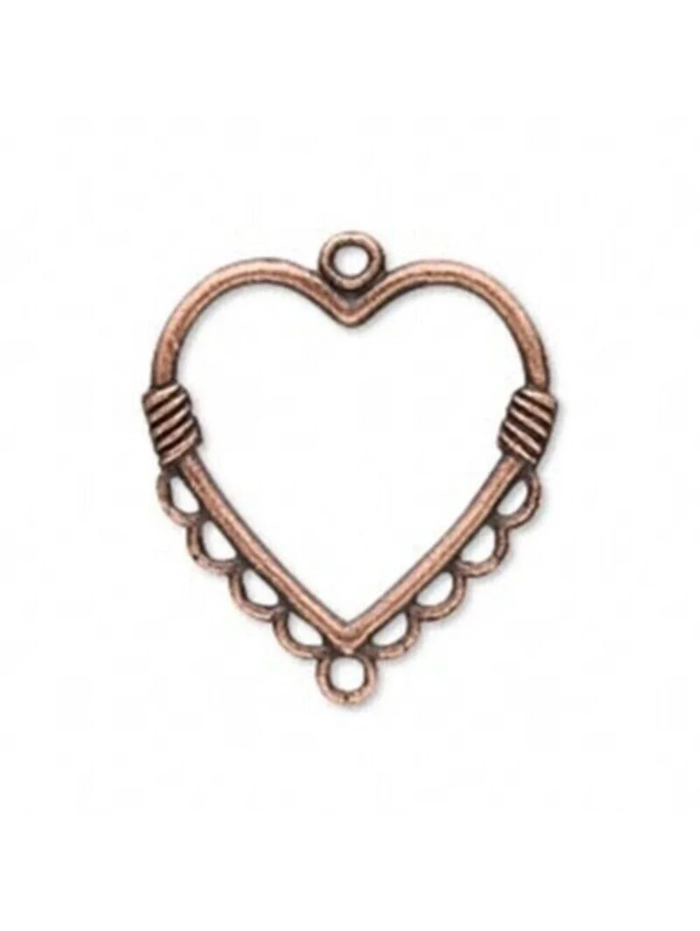 Antiqued Copper Open Heart with 9 Loops and Coils Pendant Earring Findings 2 pcs